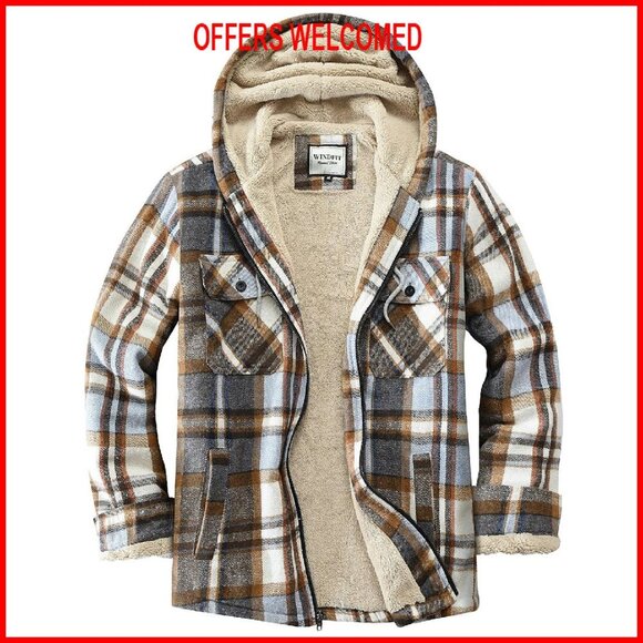 Women's Full Zip Fleece Flannel Jacket Sherpa Lined Hooded Casual